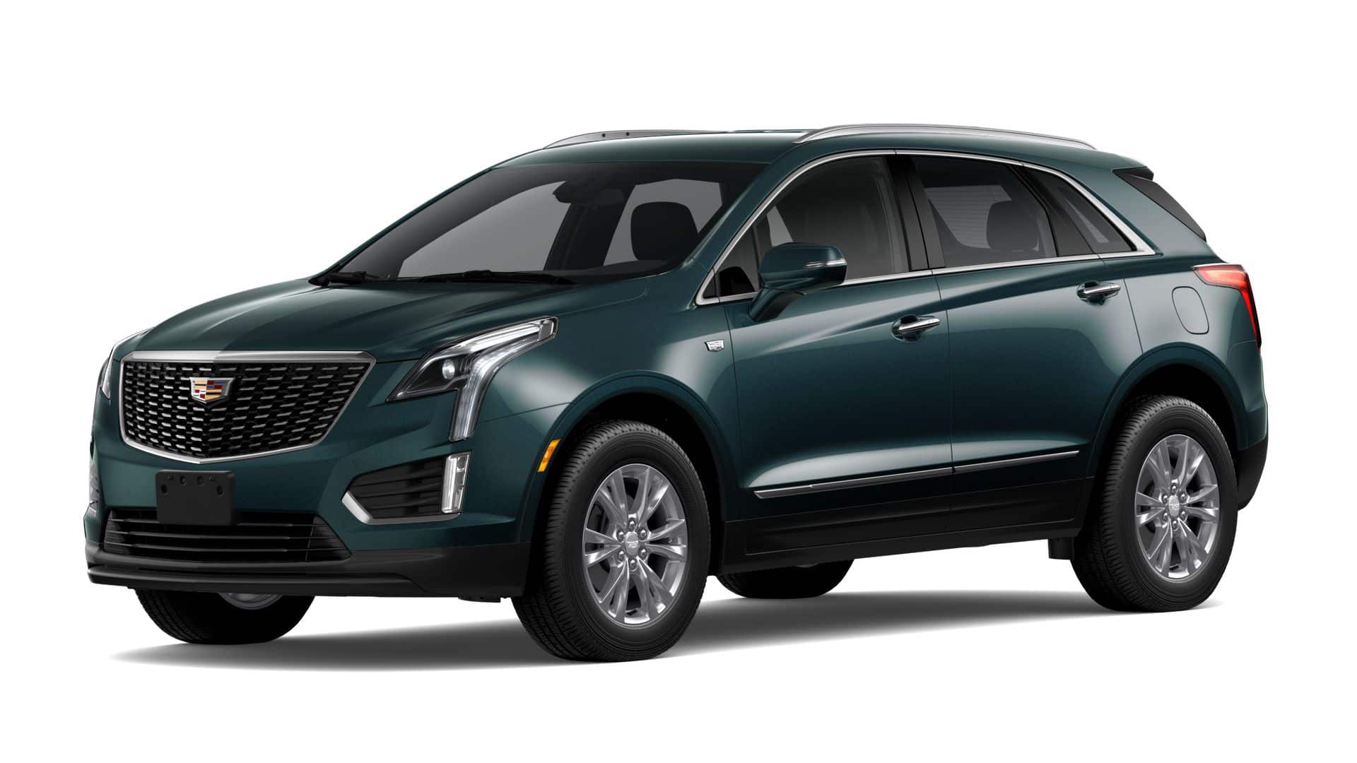 2026 Cadillac XT5 Luxury in Emerald Lake Metallic — front three-quarter view